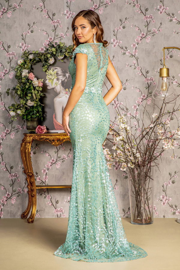 Vestido 👗 largo de sirena con flores 3D brazo